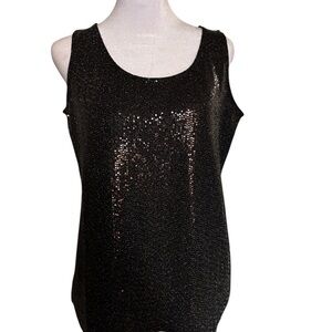 Colleen Lopez Black Sequin Tank Top